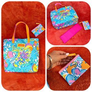 NWT Lilly Pulitzer for estee lauder Tote AND COSMETIC BAG
